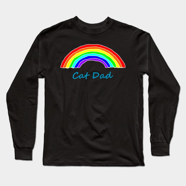 Cat Dad Rainbow for Fathers Day Long Sleeve T-Shirt by ellenhenryart